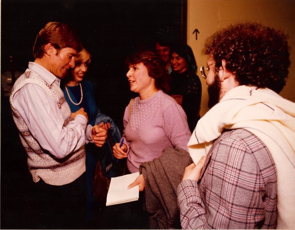 John Denver, Phyllis Andelman, Donna White, Bob Andelman, post-concert, Bayfront Center Arena, St. Petersburg, Florida, St. Petersburg Times, 1984